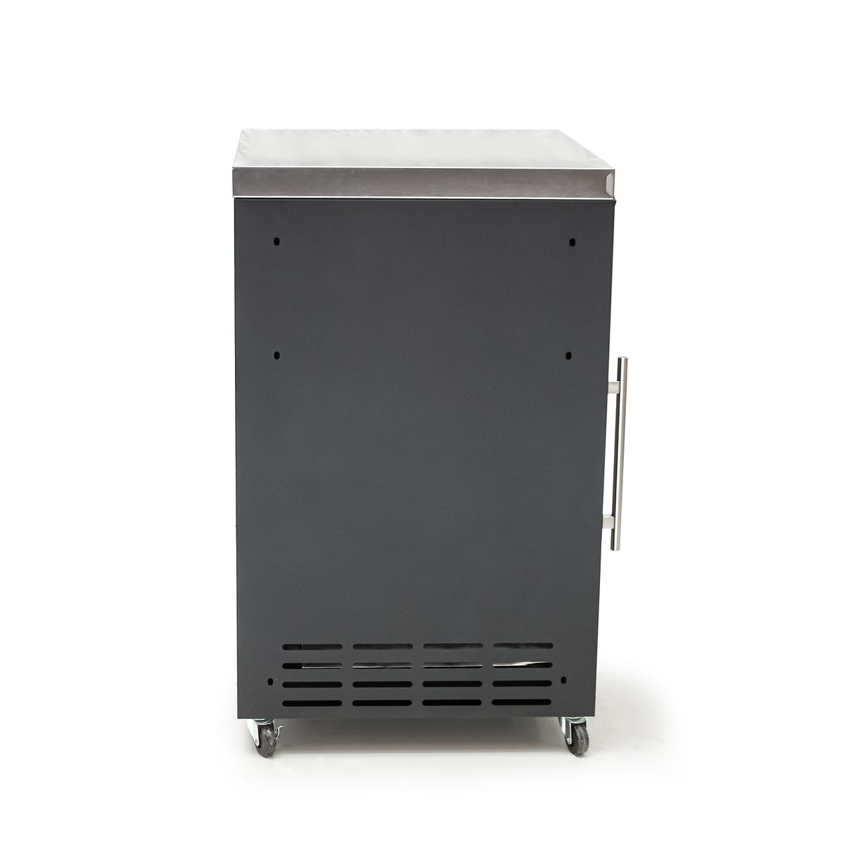 Draco Grills Titan Outdoor Kitchen Black Single Fridge Cabinet with Stainless Steel Top