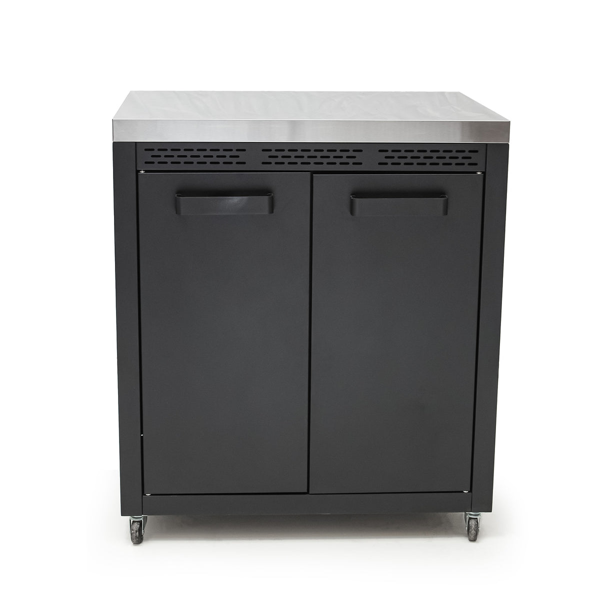 Draco Grills Titan Outdoor Kitchen Black Double Door Cabinet with Stainless Steel Top