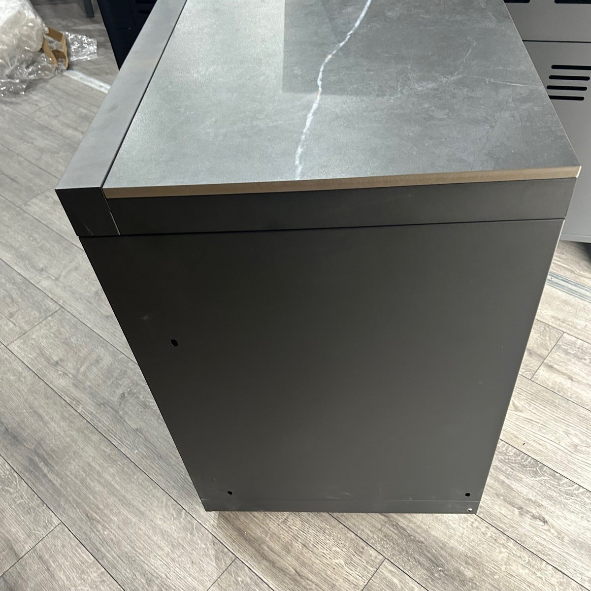 Ex Display Draco Grills Fusion Outdoor Kitchen Black Double Door Cabinet with Sintered Stone Top