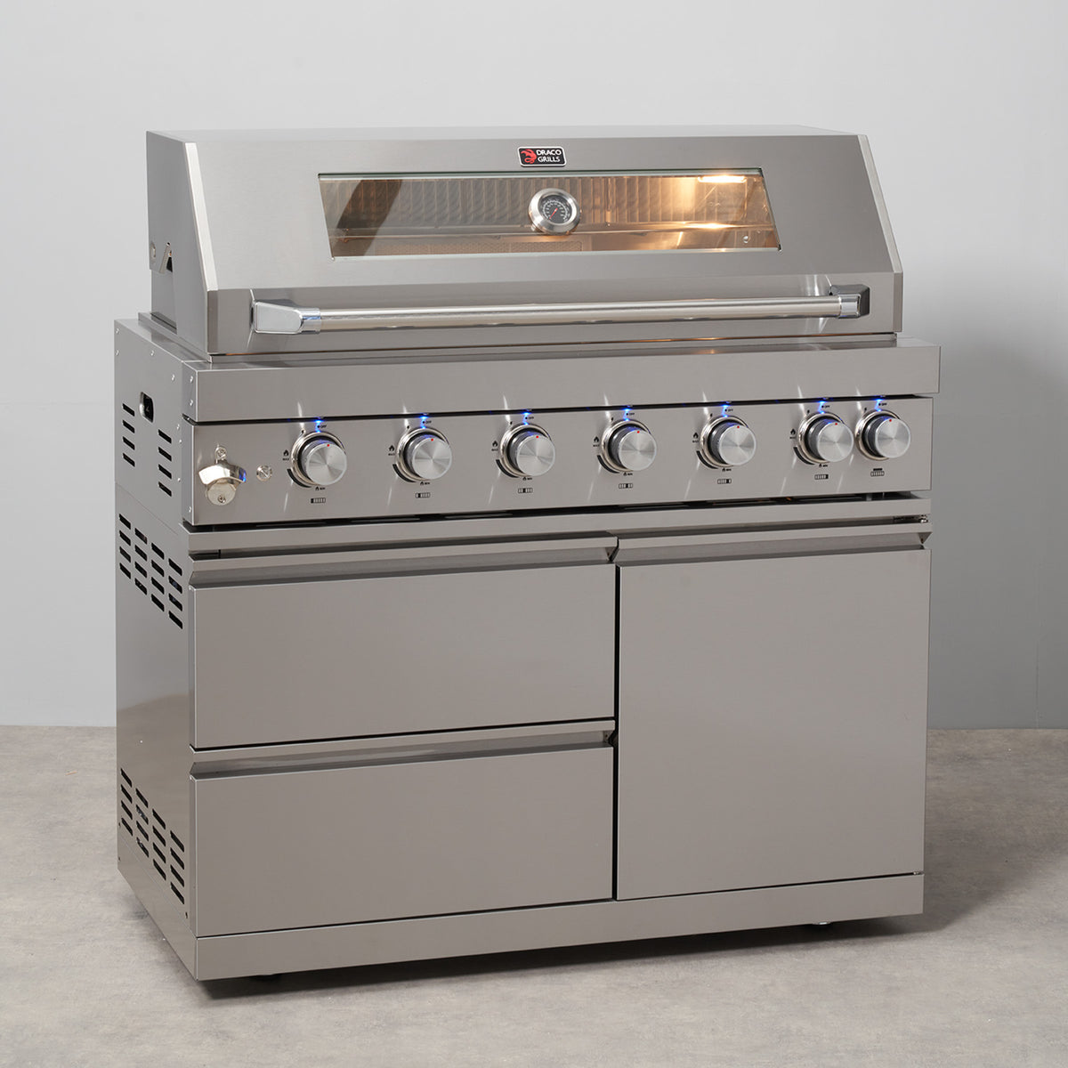 Draco Grills Z640 Deluxe 6 Burner Stainless Steel Gas Barbecue with Sear Station