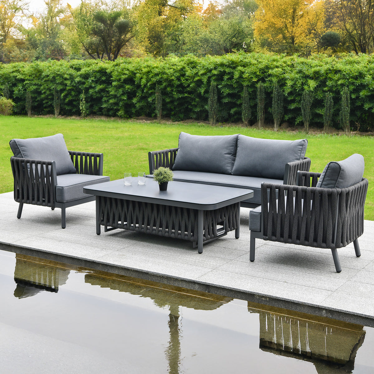 Bracken Outdoors Maldives Rope Lounge Garden Sofa Set with Height Adjustable Table