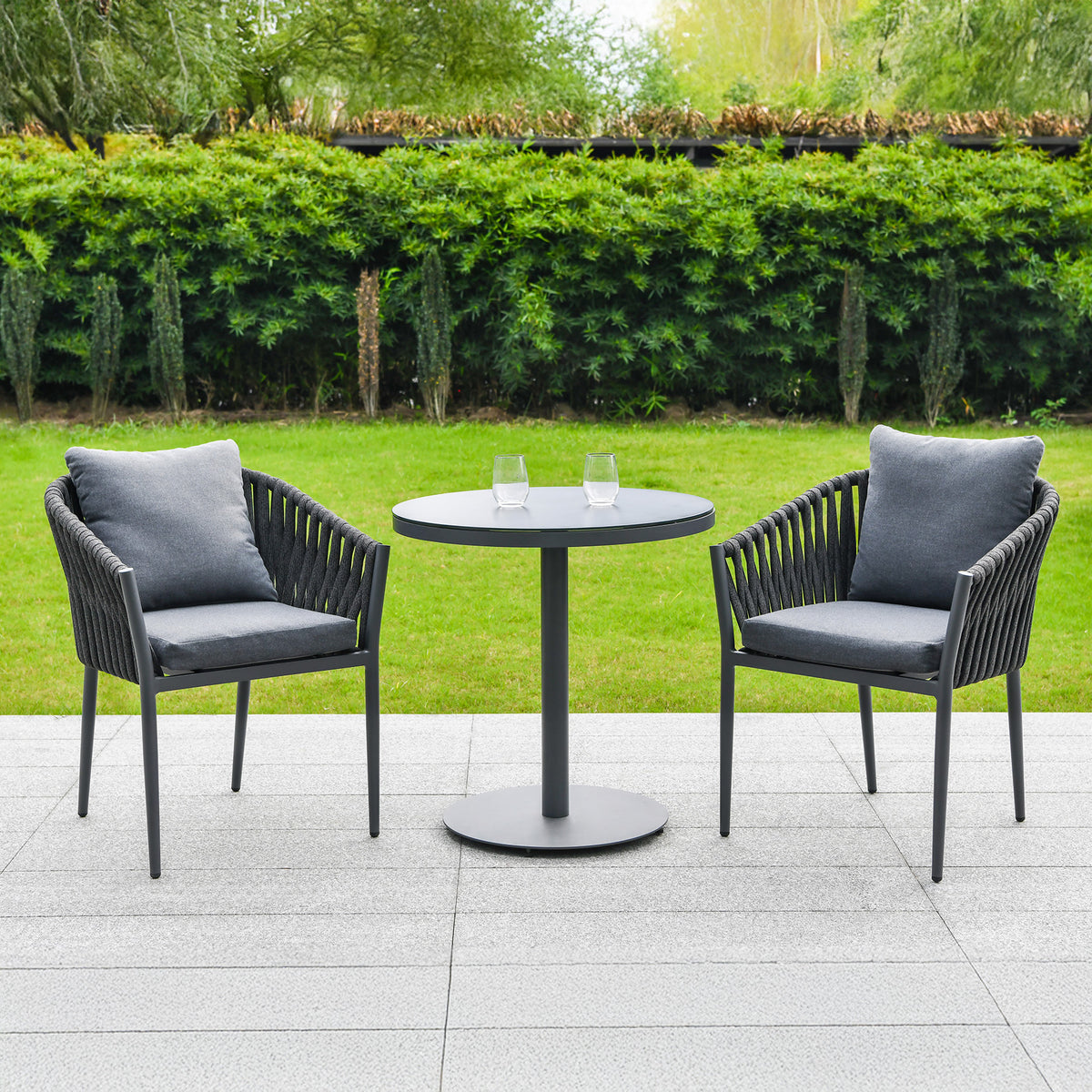 Bracken Outdoors Maldives Rope 2 Seat Aluminium Bistro Garden Furniture Set