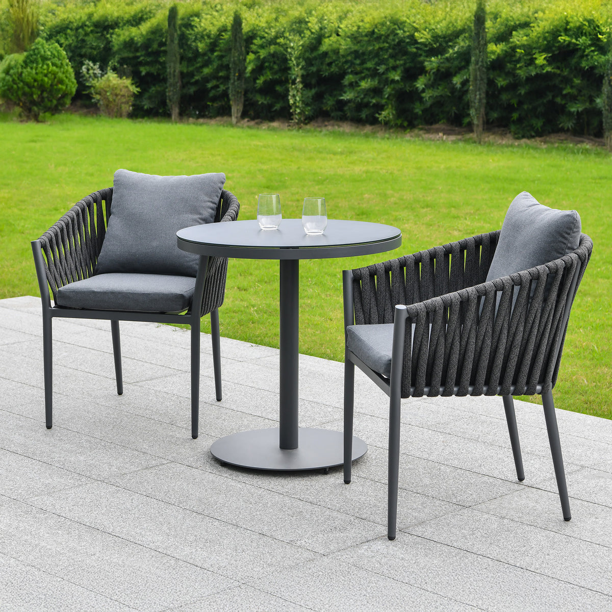 Bracken Outdoors Maldives Rope 2 Seat Aluminium Bistro Garden Furniture Set