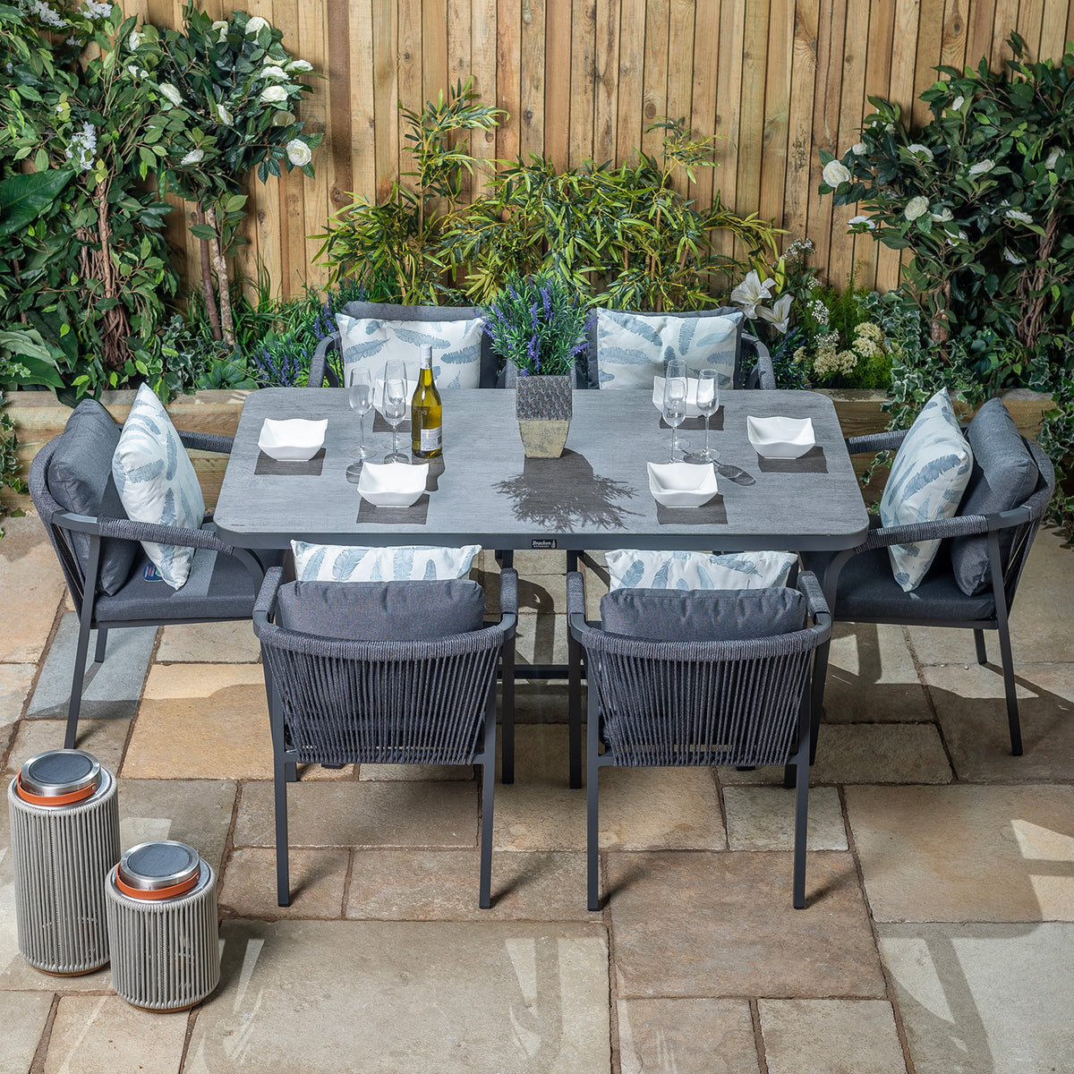 Bracken Outdoors Antigua 6 Seat Rope Rectangular Aluminium Garden Furniture Dining Set