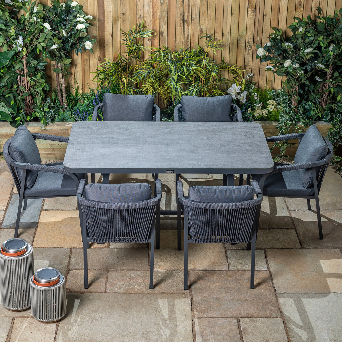 Bracken Outdoors Antigua 6 Seat Rope Rectangular Aluminium Garden Furniture Dining Set