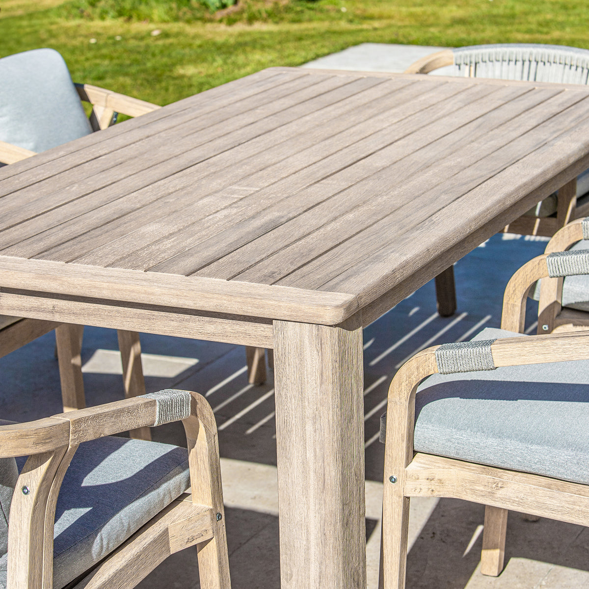 Bracken Outdoors Charlton Acacia Wood and Rope 6 Seat Rectangular Dining Garden Furniture Set
