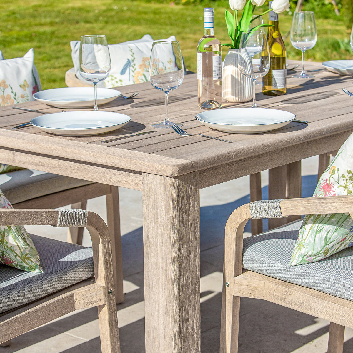 Bracken Outdoors Charlton Acacia Wood and Rope 6 Seat Rectangular Dining Garden Furniture Set