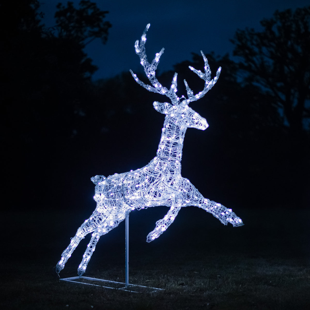 Pre-Lit Christmas Reindeer - 1.5M Soft Acrylic Light Up Flying Stag with 330 White LEDs