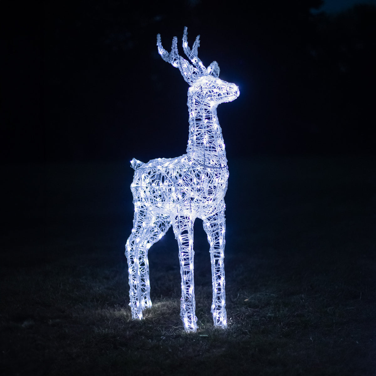 Christmas Reindeer Light - 1.2M Soft Acrylic Outdoor Light Up Stag with 230 White LEDs