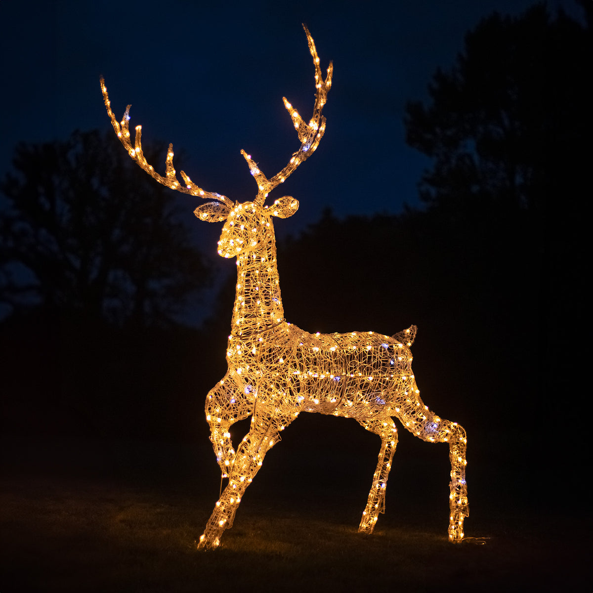 Christmas Reindeer Light - 2M Soft Acrylic Light Up Grand Stag with 350 White LEDs