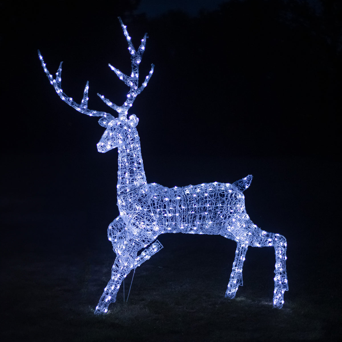 Christmas Reindeer Light - 2M Soft Acrylic Light Up Grand Stag with 350 White LEDs