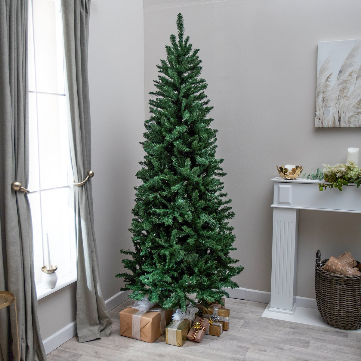 Wentworth Artificial PVC Green Slim Christmas Tree 6FT, 7FT