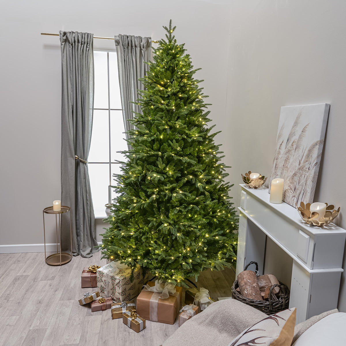 Blenheim Fir Artificial Pre-Lit PE Christmas Tree 6.5FT, 7.5FT