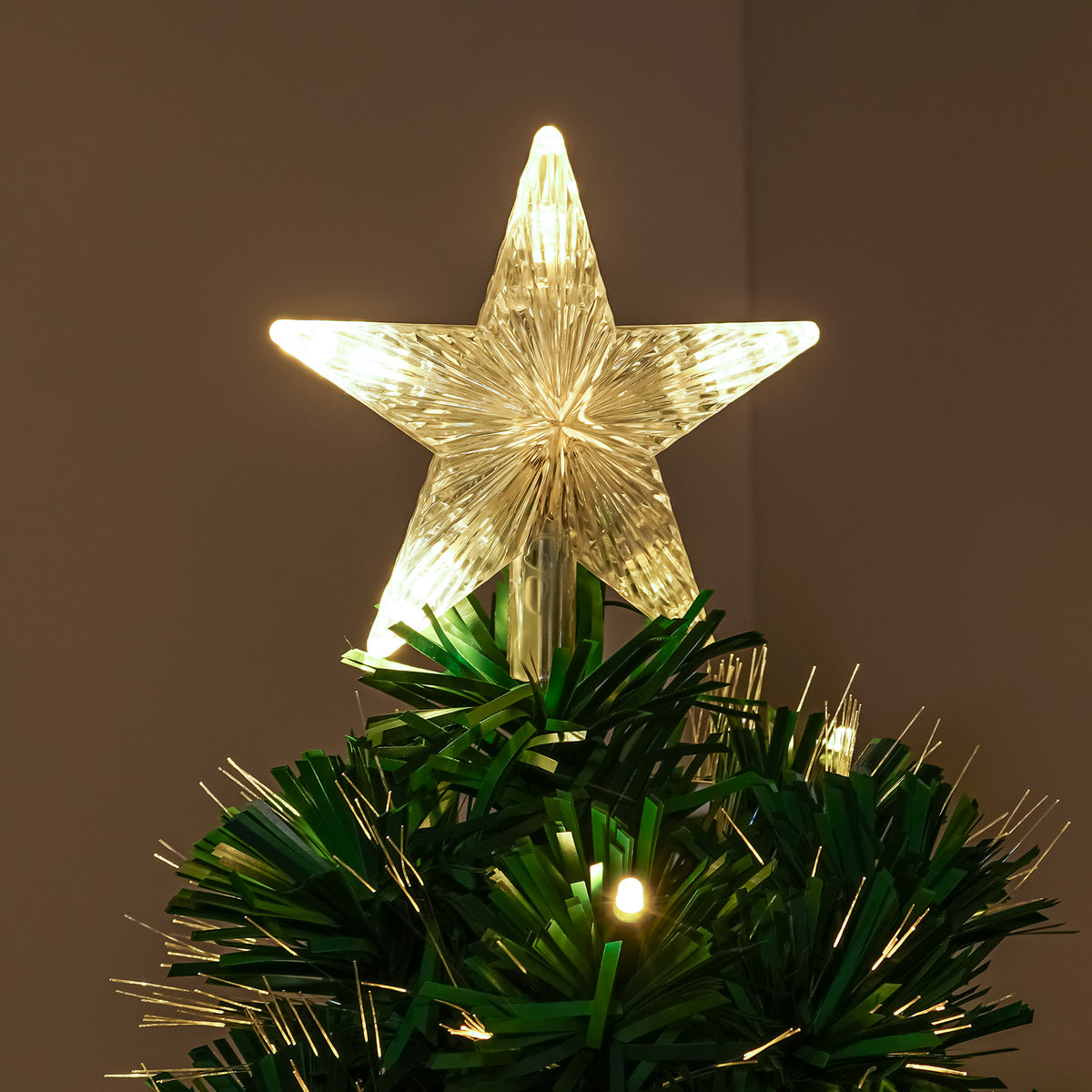 2ft - 7ft Green Fibre Optic Christmas Tree with Warm White LED&#39;s and Fibre Optic Lights