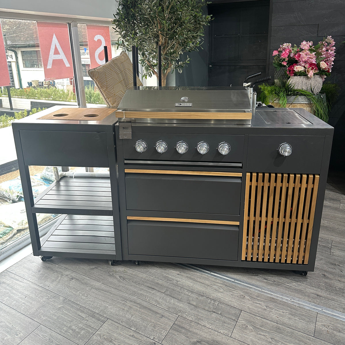 Ex Display Draco Grills Scandic Line Modular Outdoor Kitchen with 5 Burner BBQ and Corner Unit