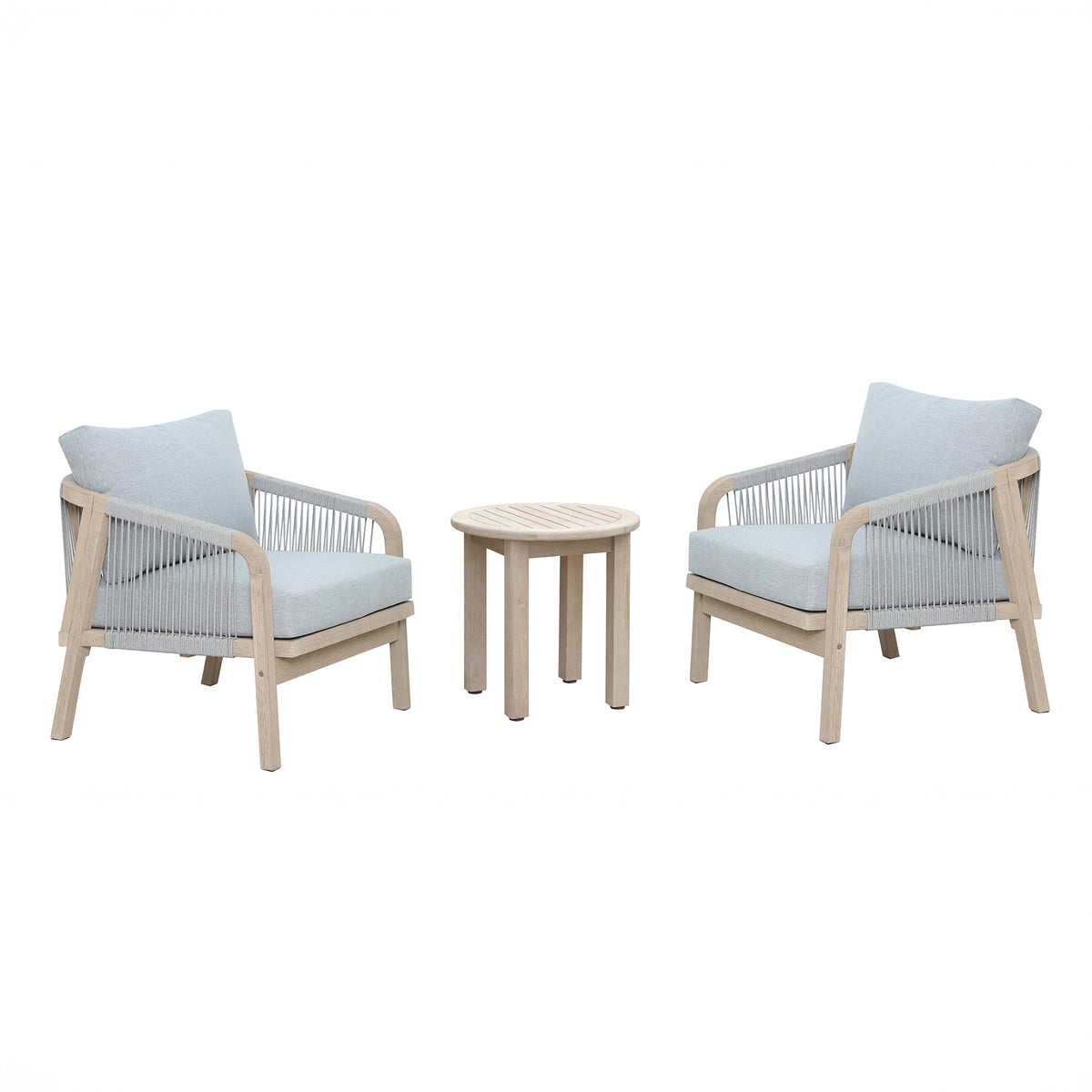 Bracken Outdoors Charlton Acacia and Rope 2 Seat Garden Furniture Lounge Set with Side Table