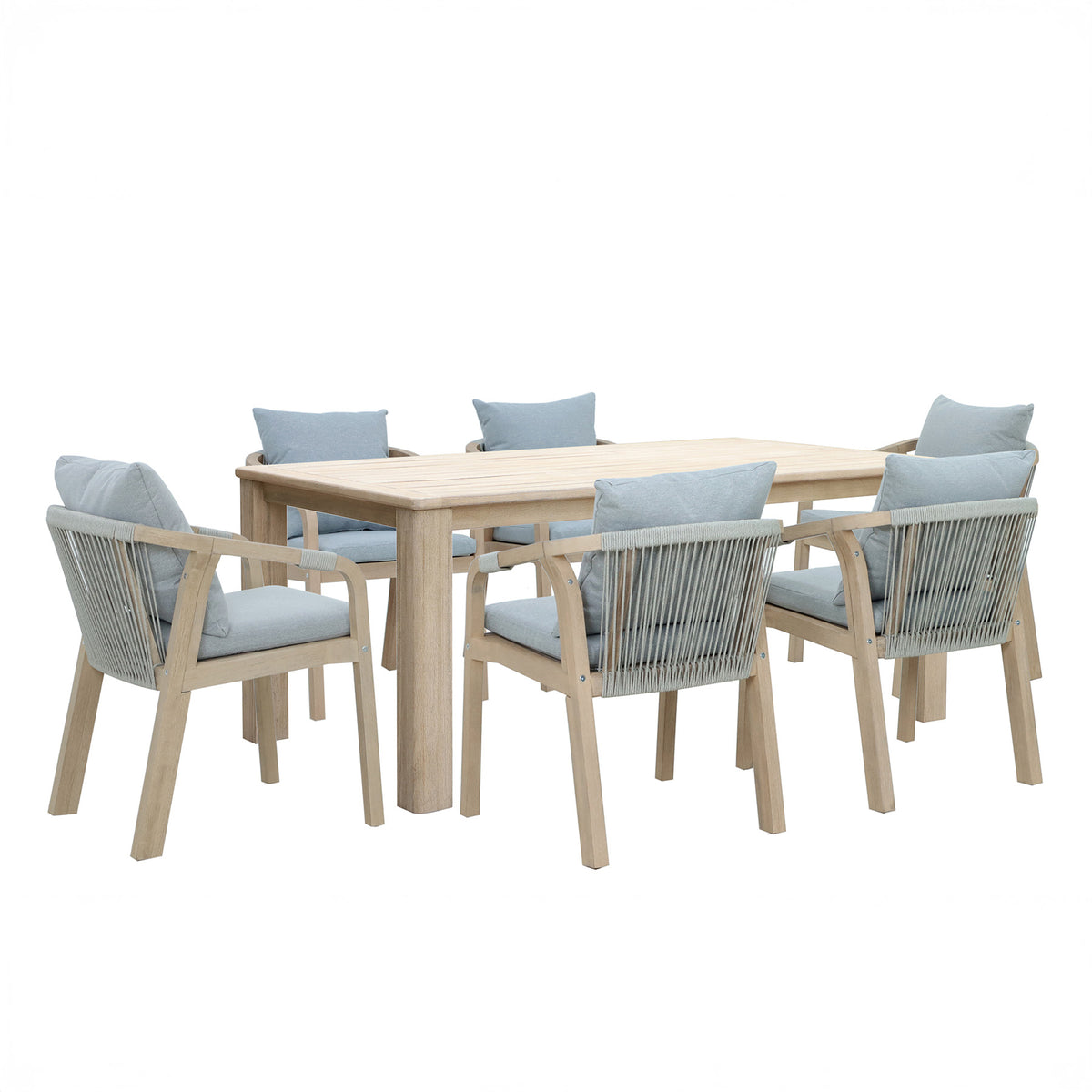 Bracken Outdoors Charlton Acacia and Rope 6 Seat Rectangular Dining Garden Furniture Set