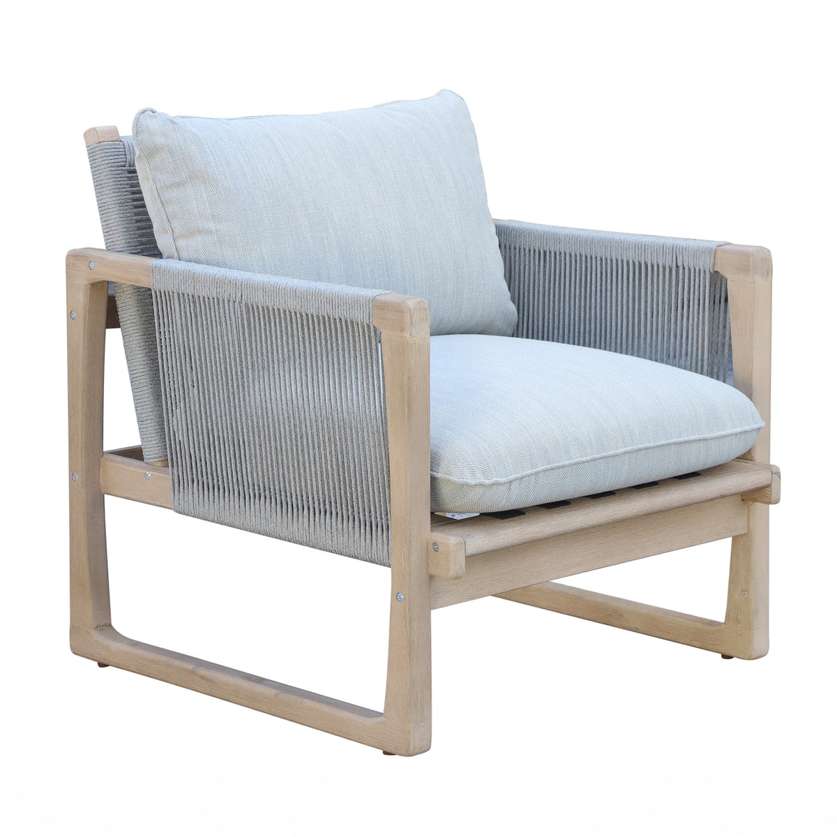 Bracken Outdoors Burford Acacia and Rope Duo Lounge Chair and Side Table Garden Furniture Set