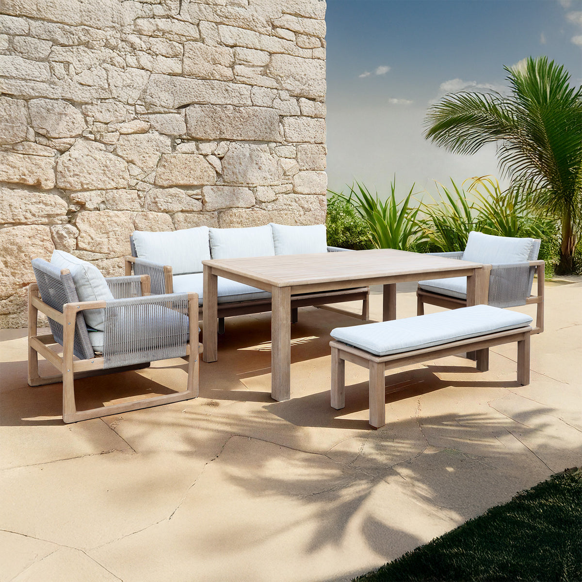 Bracken Outdoors Burford Garden Furniture Lounge Sofa Set with Table and Bench