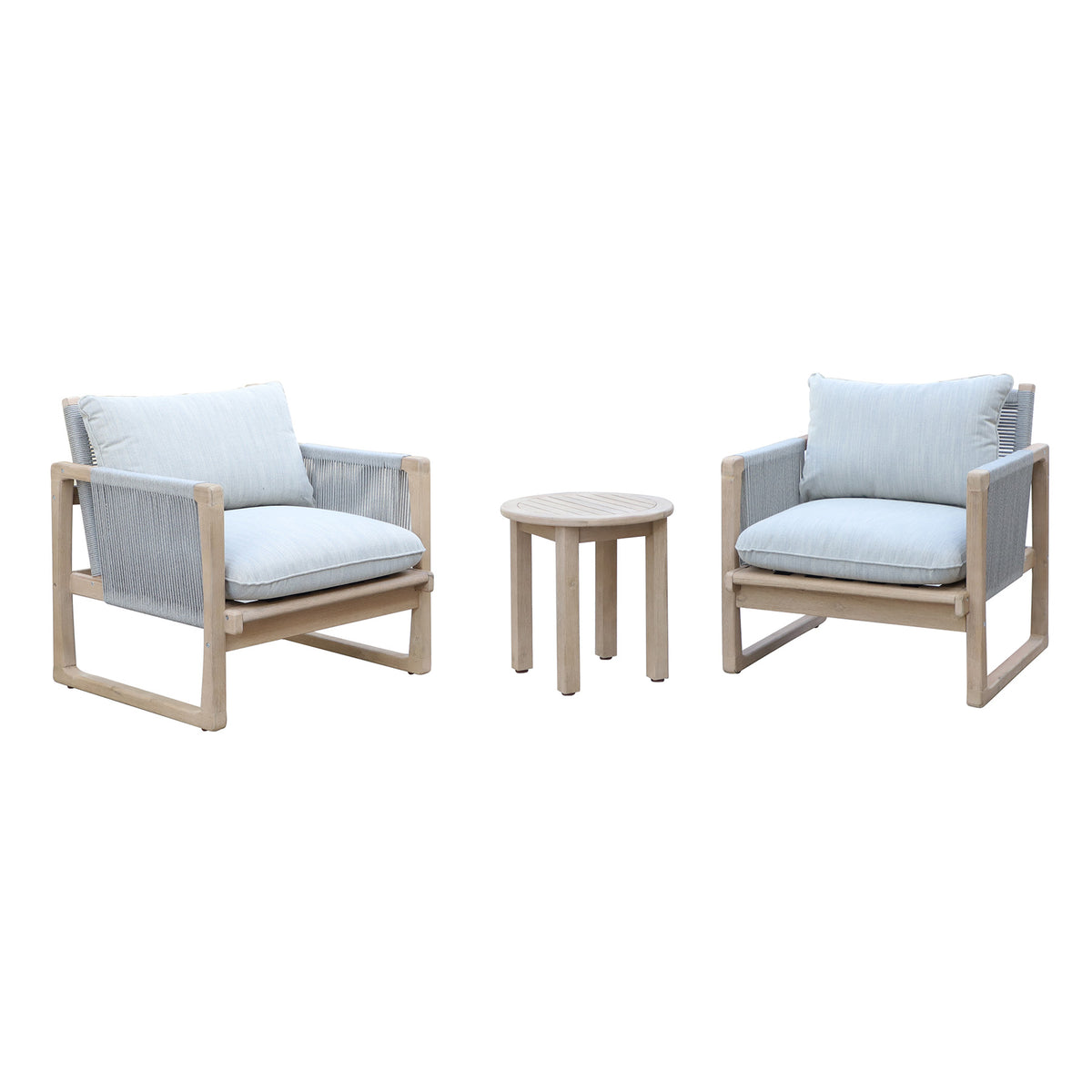 Bracken Outdoors Burford Acacia and Rope Duo Lounge Chair and Side Table Garden Furniture Set