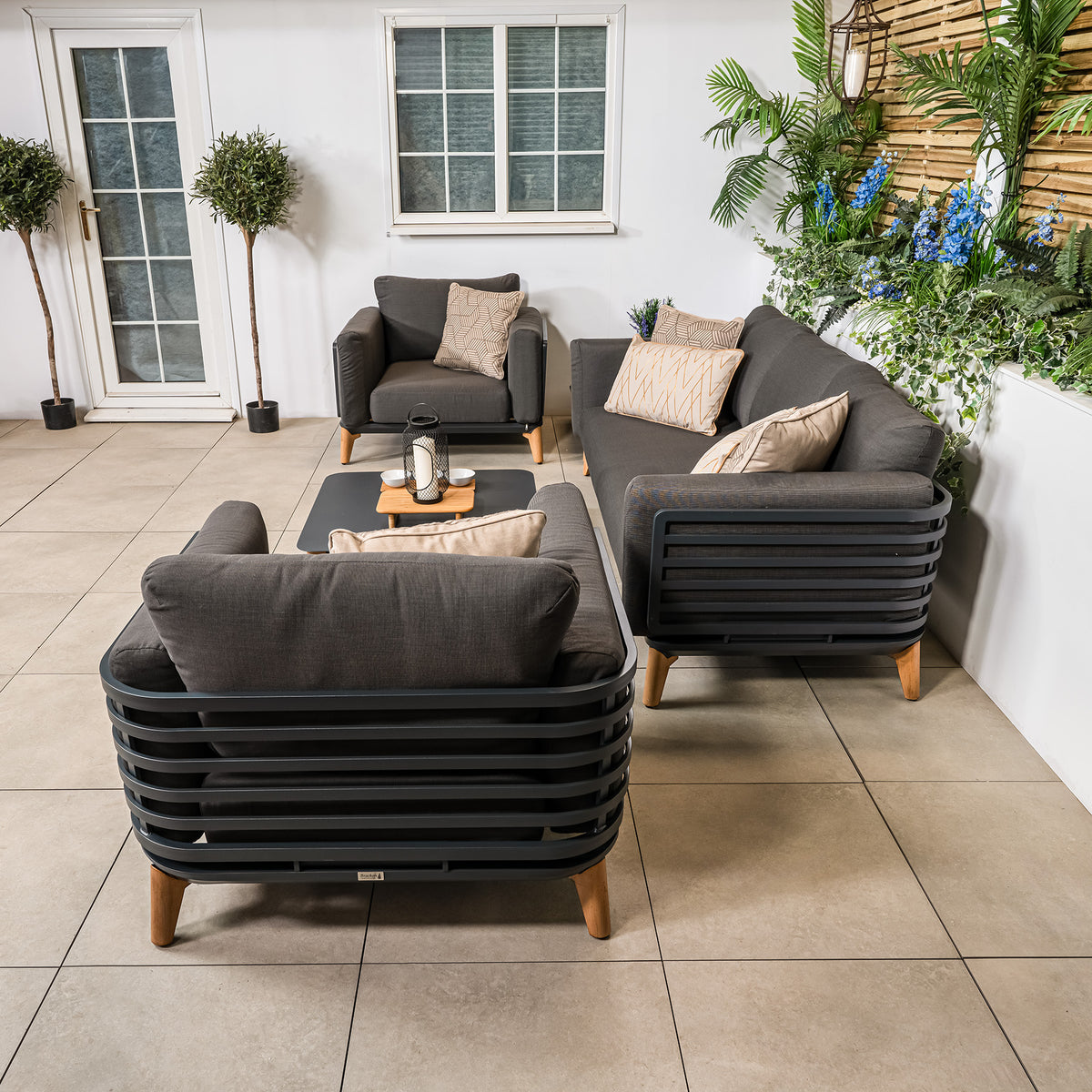 Bracken Outdoors Moss Aluminium Lounge Garden Furniture Sofa Set with Coffee Tables