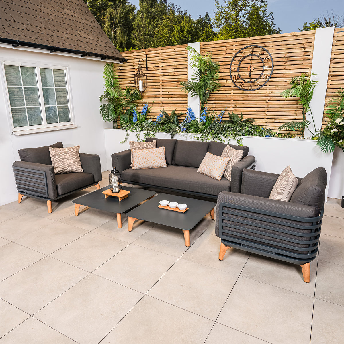 Bracken Outdoors Moss Aluminium Lounge Garden Furniture Sofa Set with Coffee Tables