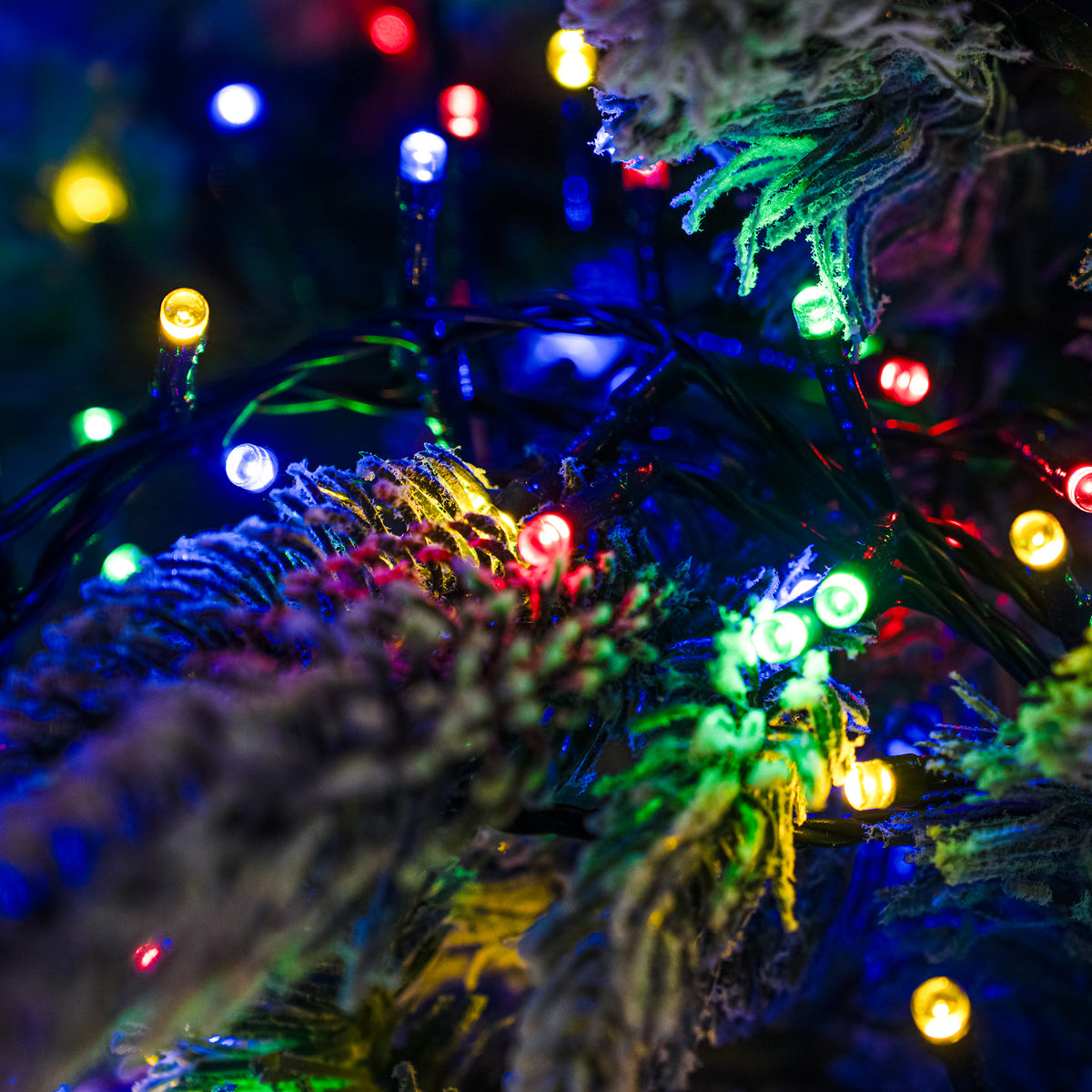 Multi Coloured LED Multi-Function Christmas String Lights with Green Cable 240,360,480,720 and 960 Bulbs