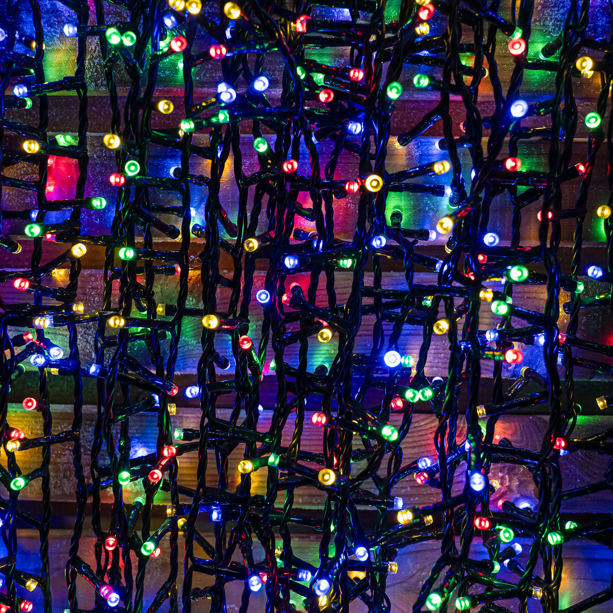 Multi Coloured LED Multi-Function Christmas String Lights with Green Cable 240,360,480,720 and 960 Bulbs