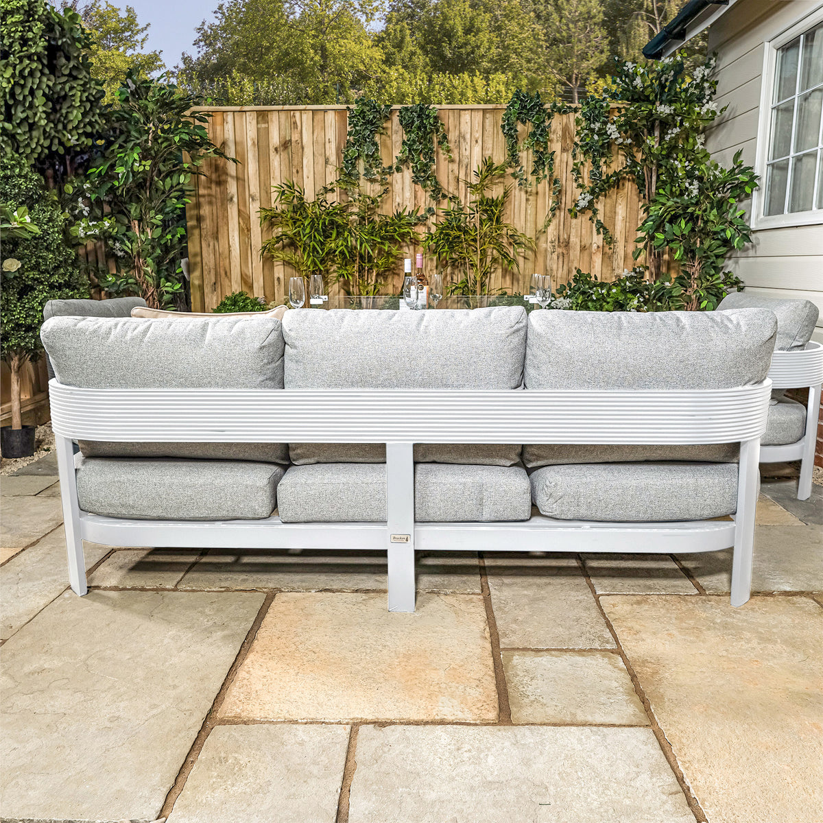 Bracken Outdoors Nevada Warm Grey Ripple Aluminium Lounge Sofa Set with Height Adjustable Table