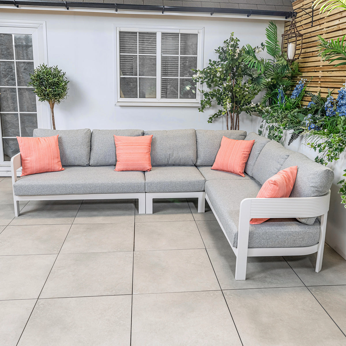 Bracken Outdoors Nevada Warm Grey Ripple Aluminium Rectangular Corner Garden Furniture Sofa Set