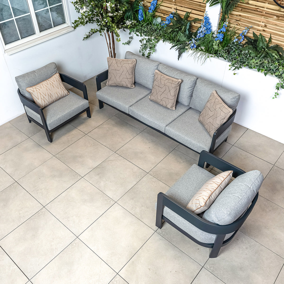 Bracken Outdoors Nevada Anthracite Ripple Aluminium Lounge Garden Furniture Sofa Set