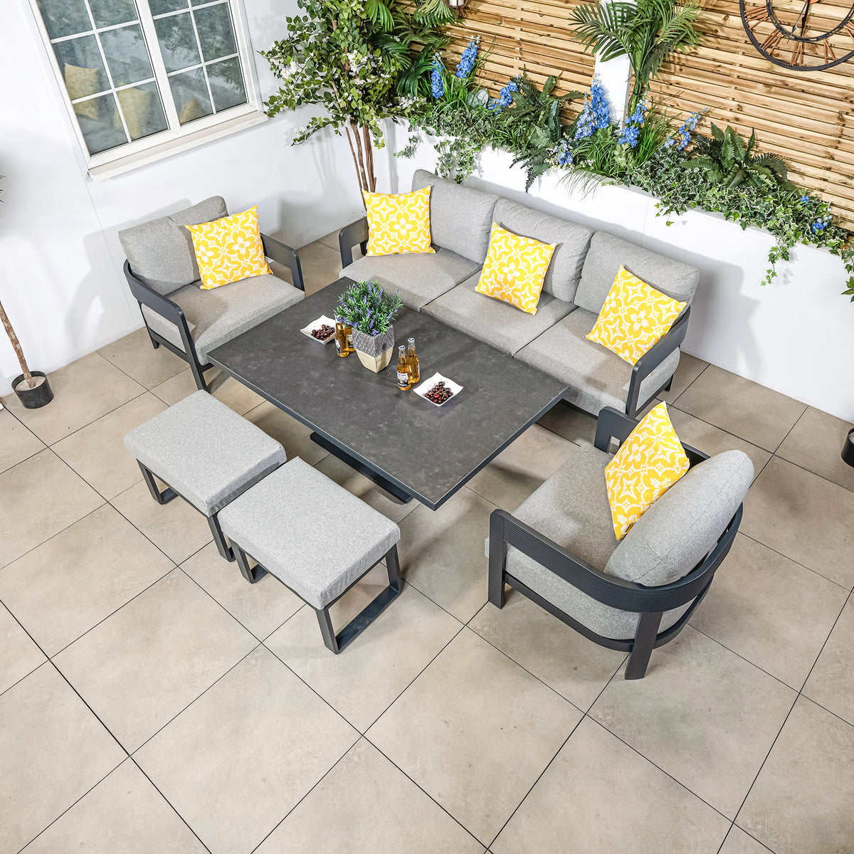 Bracken Outdoors Nevada Anthracite Ripple Aluminium Lounge Sofa Set with Height Adjustable Table