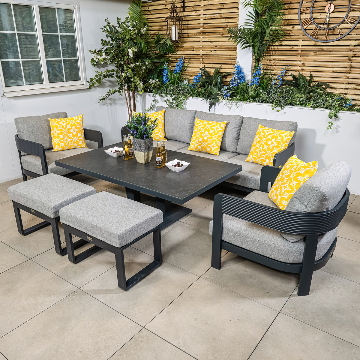 Bracken Outdoors Nevada Anthracite Ripple Aluminium Lounge Sofa Set with Height Adjustable Table