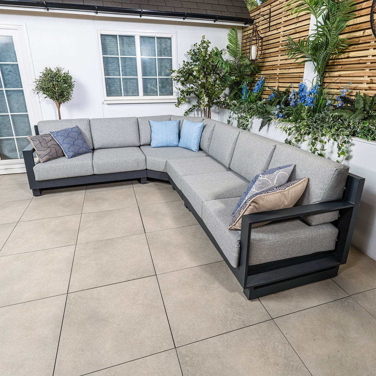 Bracken Outdoors Panama Anthracite Aluminium Rectangular Corner Sofa Garden Furniture Set