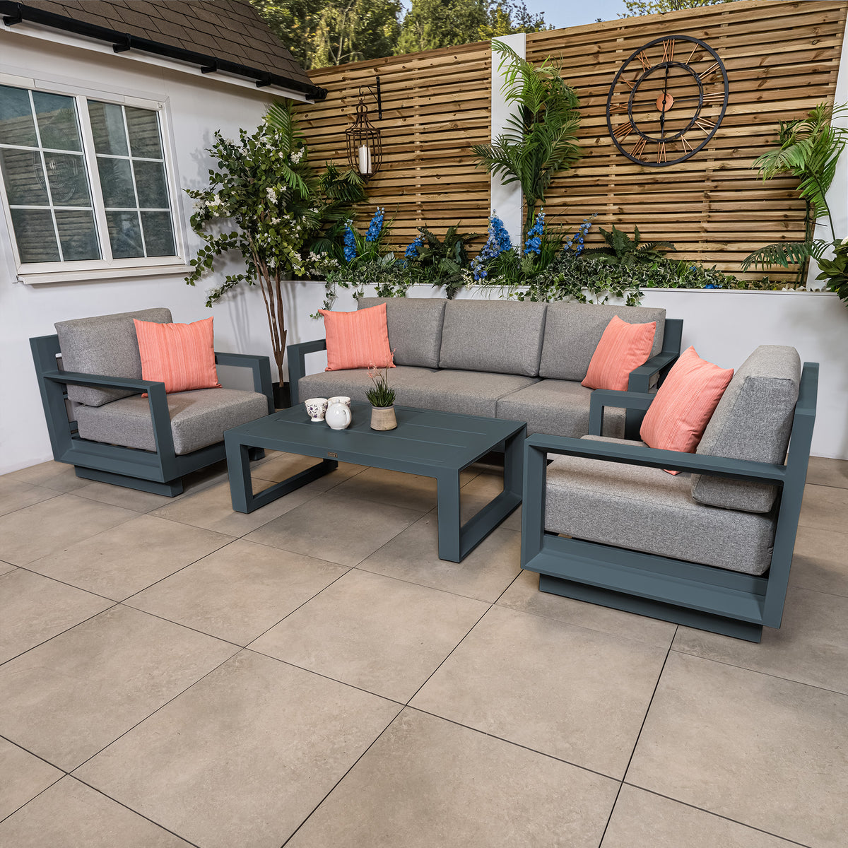 Bracken Outdoors Panama Anthracite Aluminium Lounge Sofa Set with Coffee Table