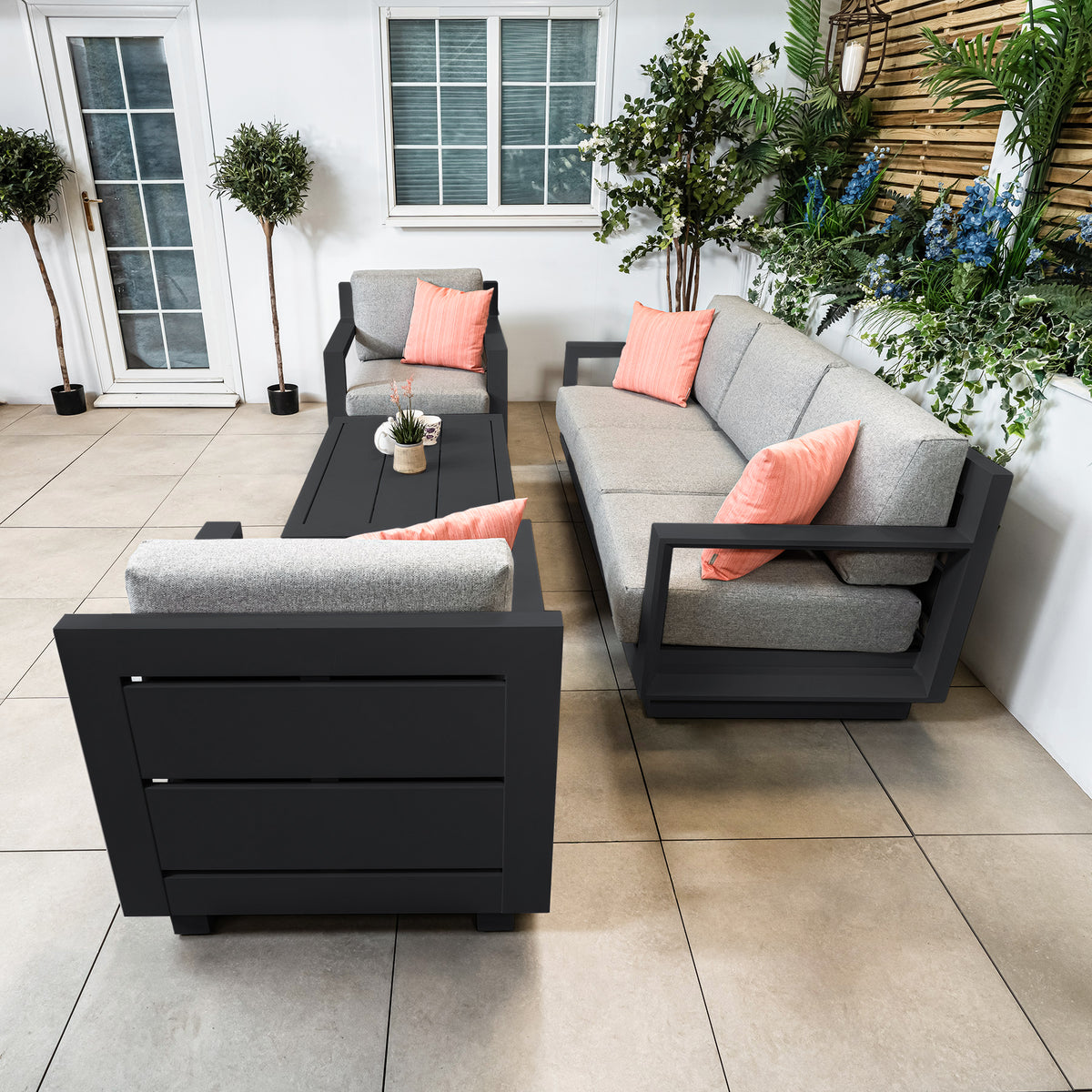 Bracken Outdoors Panama Anthracite Aluminium Lounge Sofa Set with Coffee Table