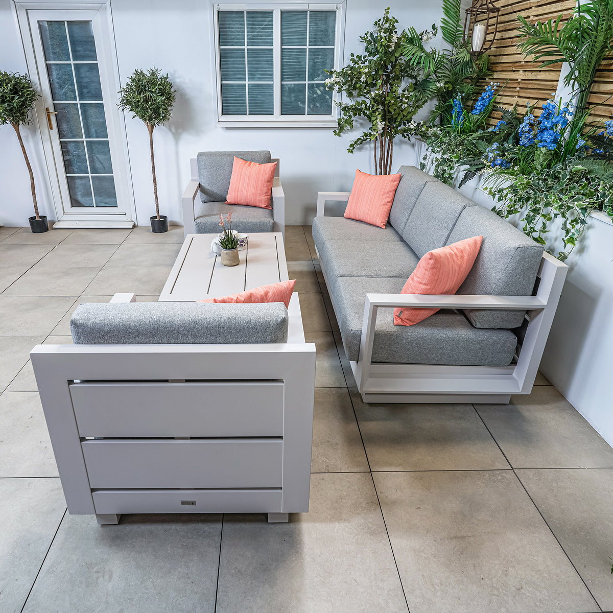 Bracken Outdoors Panama Warm Grey Aluminium Lounge Sofa Set with Coffee Table