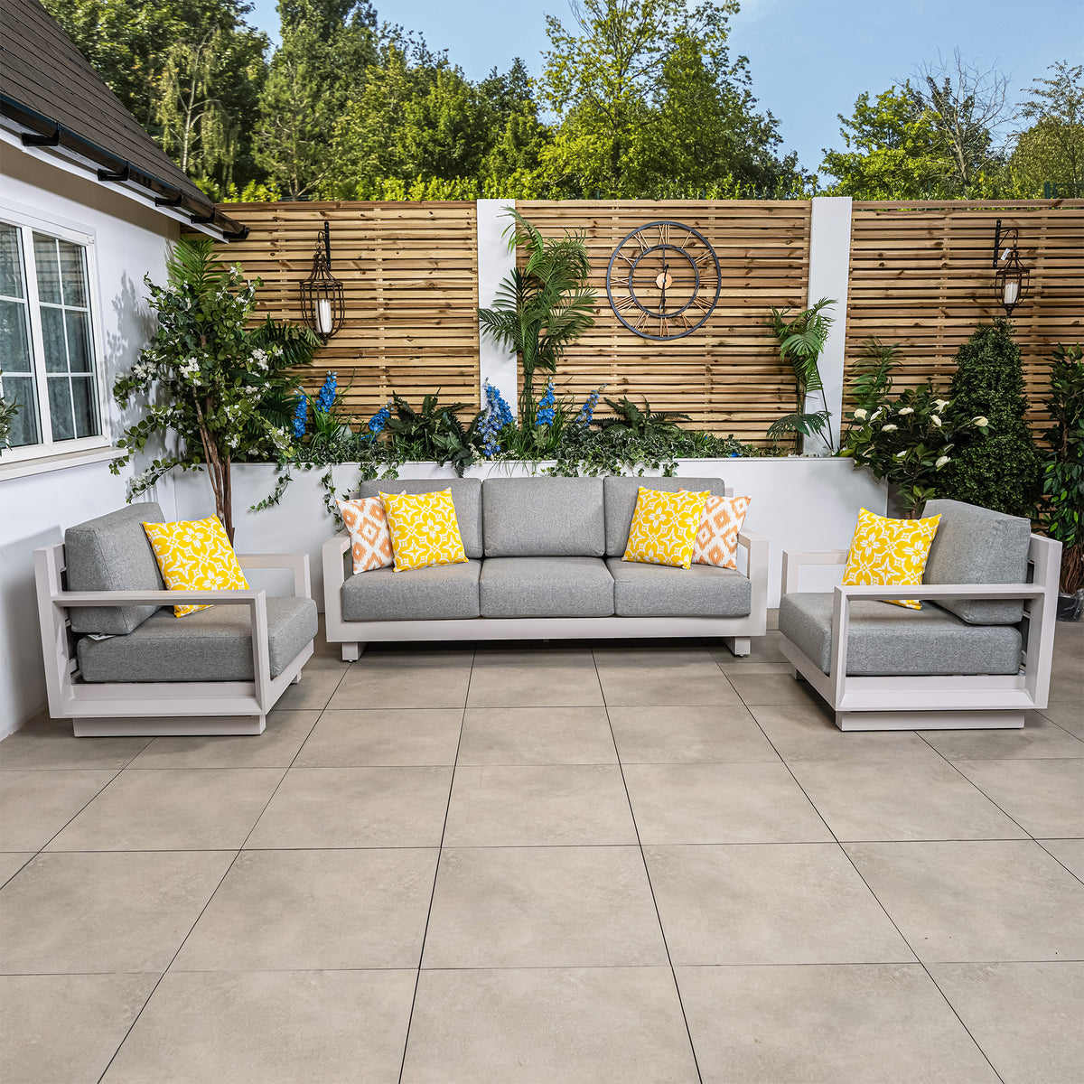 Bracken Outdoors Panama Warm Grey Aluminium Garden Furniture Lounge Sofa Set