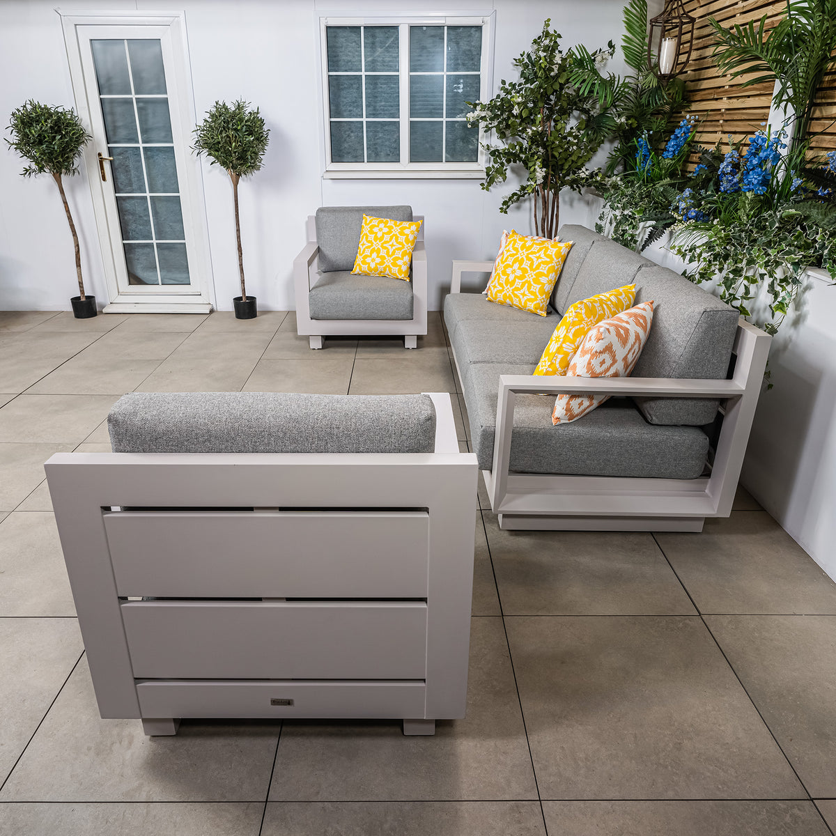 Bracken Outdoors Panama Warm Grey Aluminium Garden Furniture Lounge Sofa Set