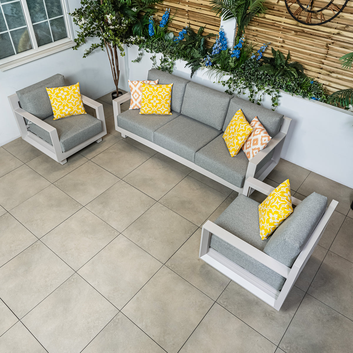 Bracken Outdoors Panama Warm Grey Aluminium Garden Furniture Lounge Sofa Set