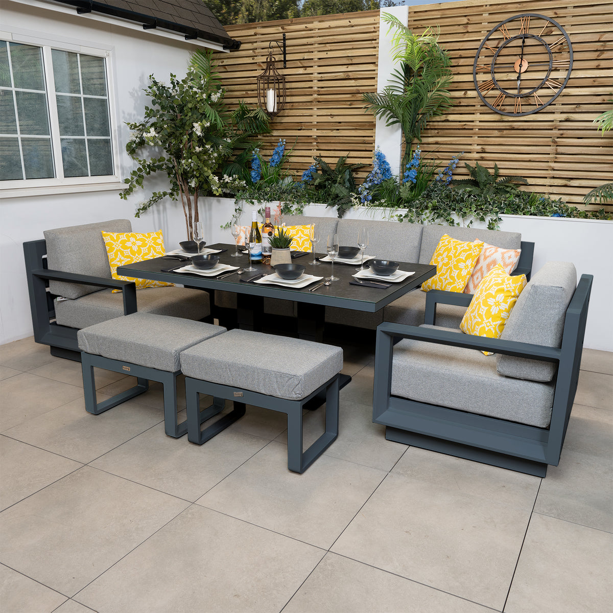 Bracken Outdoors Panama Anthracite Aluminium Lounge Sofa Set with Height Adjustable Table