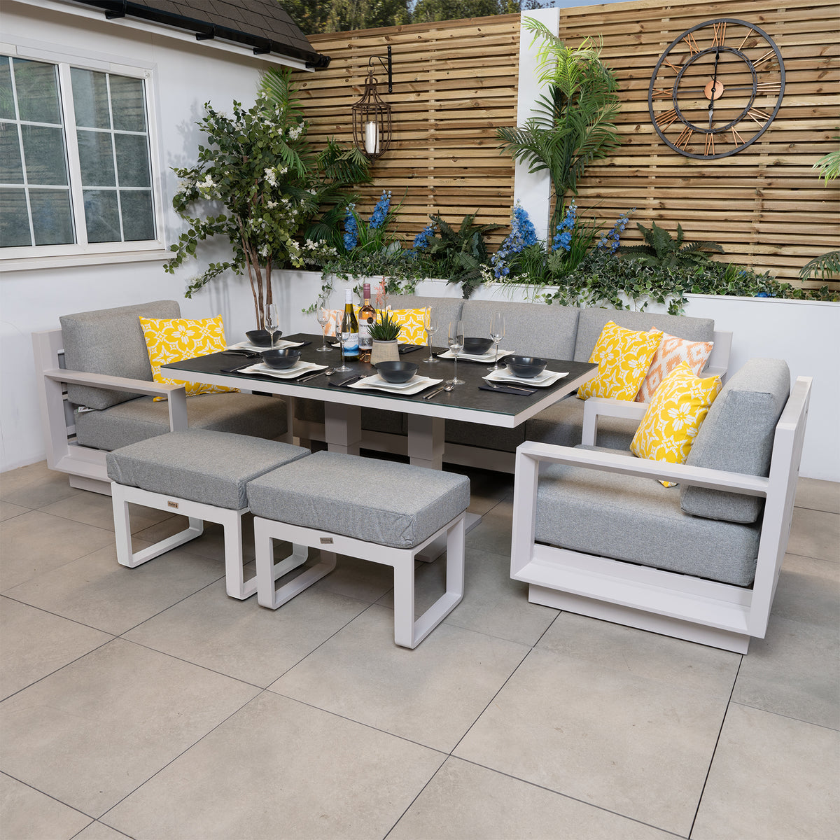 Bracken Outdoors Panama Warm Grey Aluminium Lounge Sofa Set with Height Adjustable Table