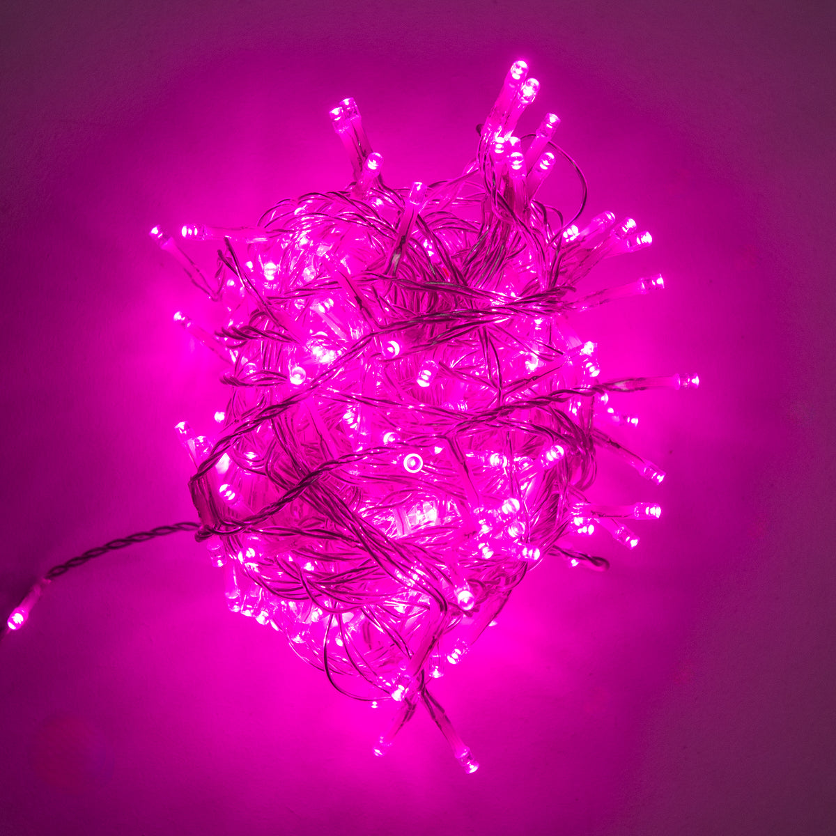 120 LED Pink Multi-Function Christmas String Lights with Clear Cable