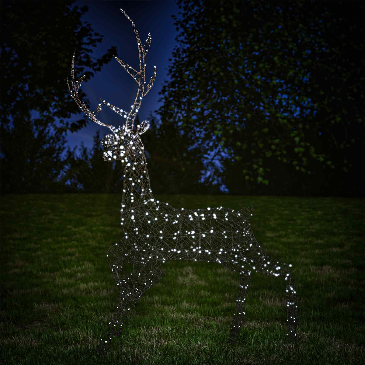 Christmas Reindeer Light - 2M Brown Weave Light Up Grand Stag with 350 White LEDs