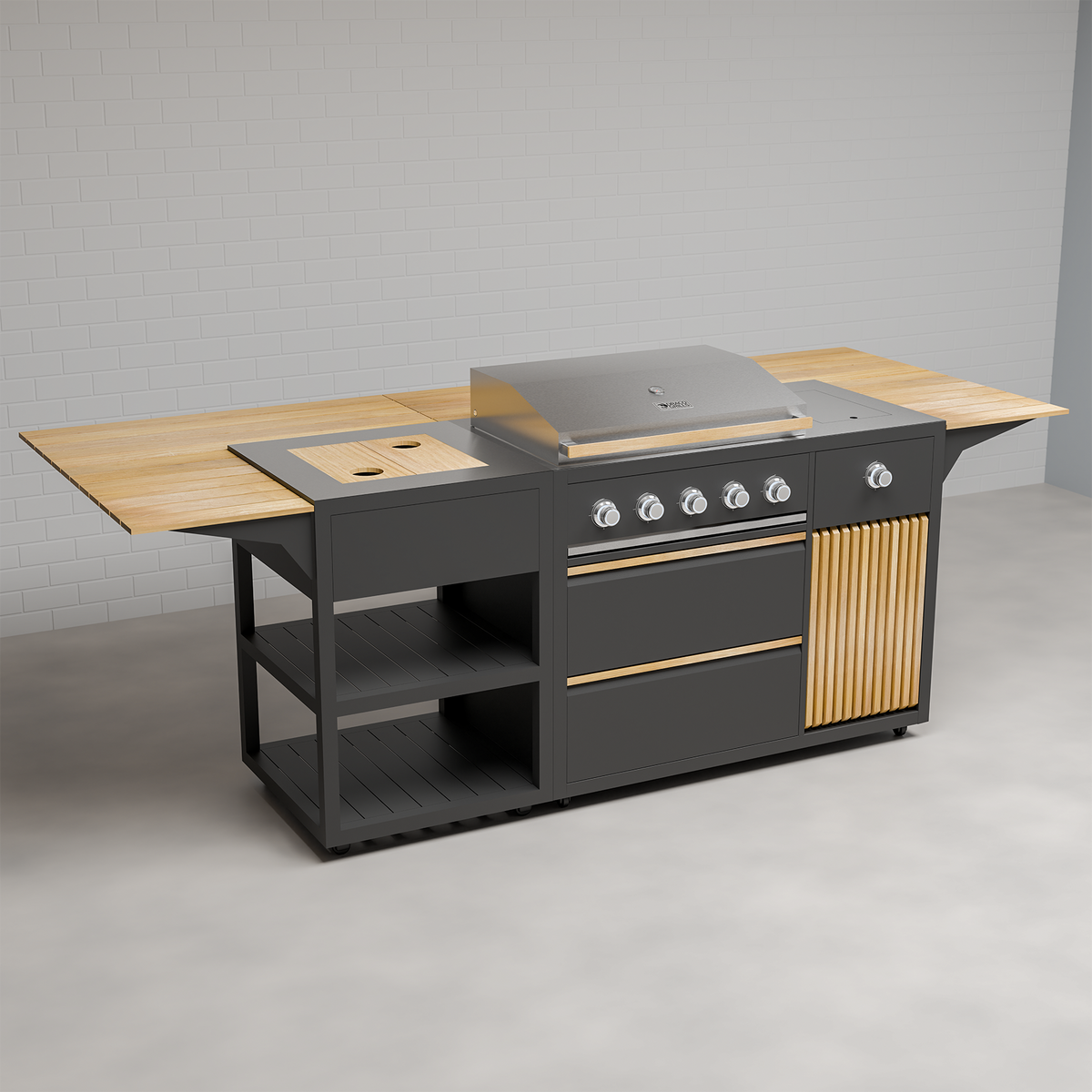 Draco Grills Scandic Line Modular Outdoor Kitchen with 5 Burner BBQ and Corner Unit