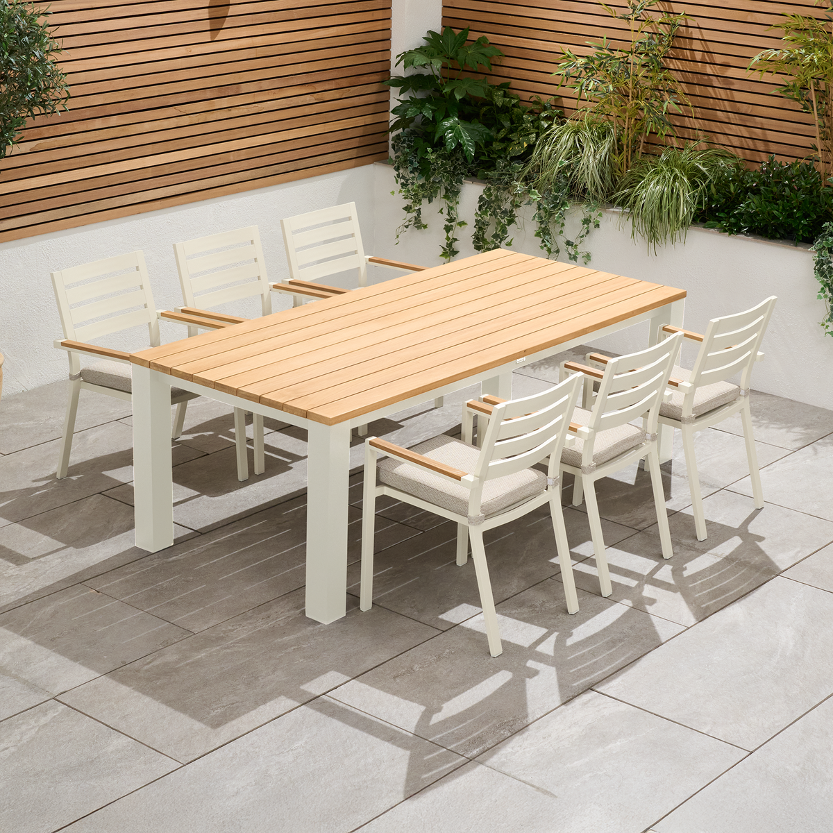 Bracken Outdoors Seattle Teak  6 Seat Rectangular Aluminium Garden Dining Set