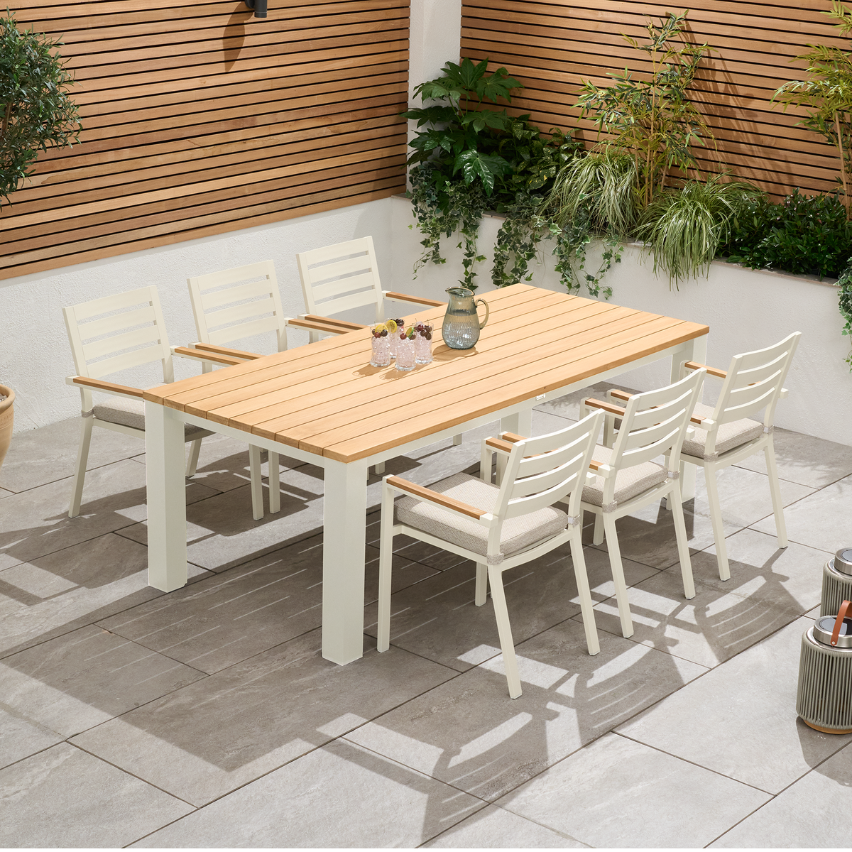 Bracken Outdoors Seattle Teak  6 Seat Rectangular Aluminium Garden Dining Set