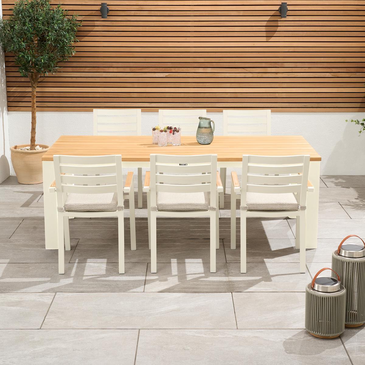 Bracken Outdoors Seattle Teak  6 Seat Rectangular Aluminium Garden Dining Set