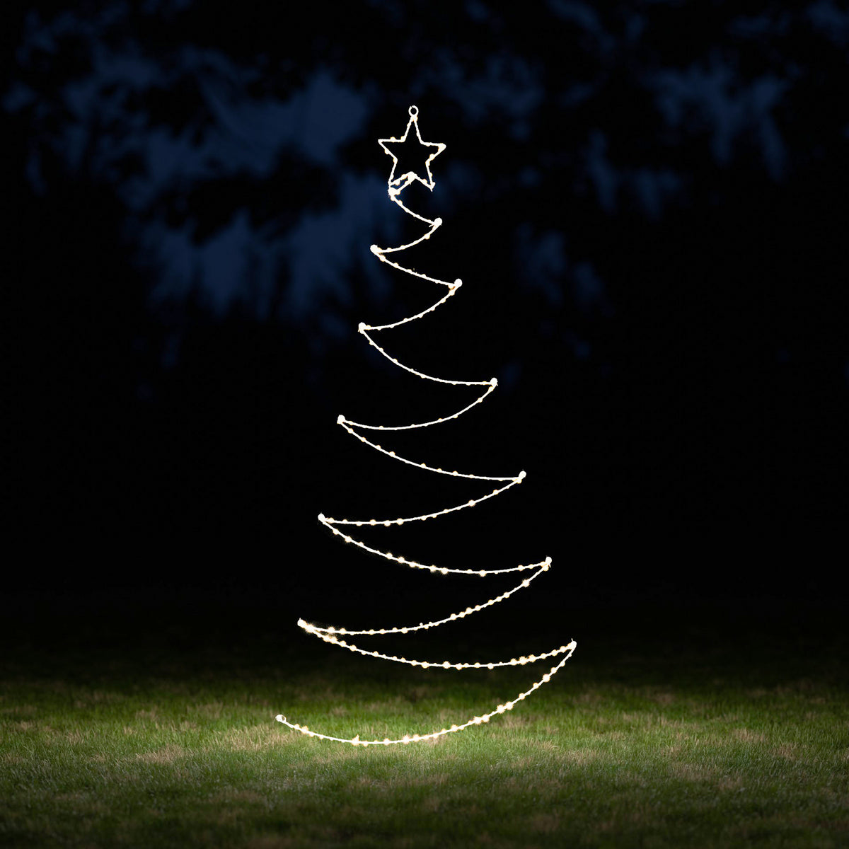 Pre-Lit Christmas Tree - 1.7m Folding Christmas Tree with 200 White LEDs