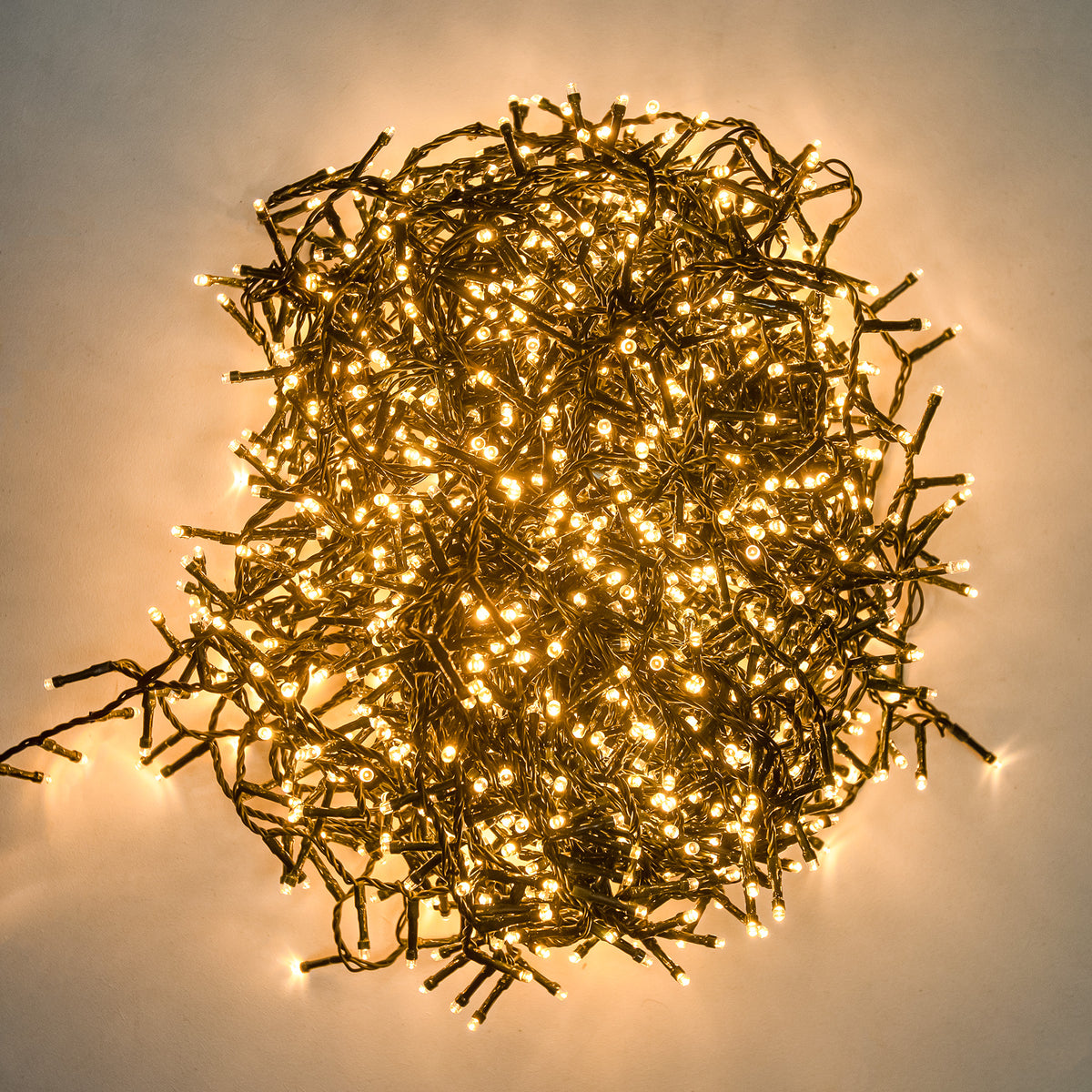 Warm White LED Multi-Function Christmas String Lights with Green Cable 240,360,480,720 and 960 Bulbs